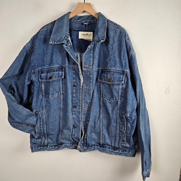 Vintage Eddie Bauer Denim Trucker Jean Jacket Men's XL Blue Classic - Picture 2 of 6